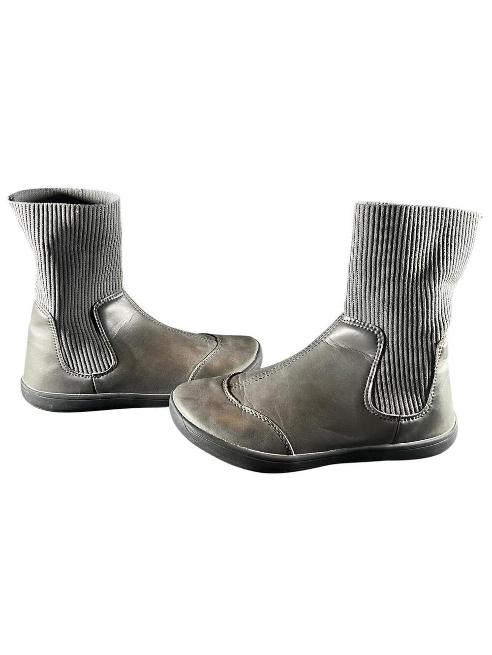 Euro Cyberwear Grey Ribbed Sock Ankle Boots